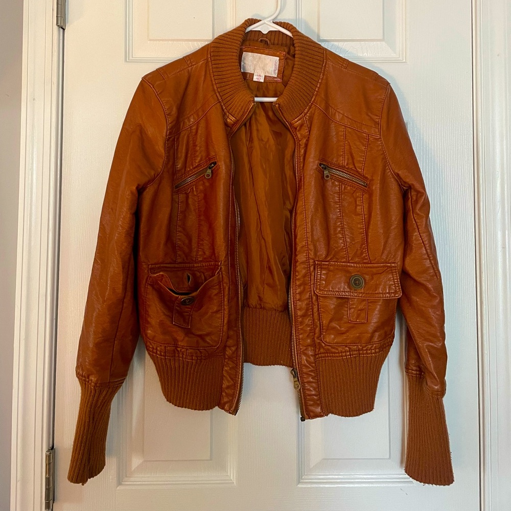Xhilaration faux leather bomber jacket